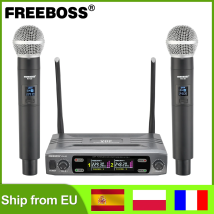 FREEBOSS 2 Microfono wireless portatile a doppio canale VHF Microfono dinamico in plastica a frequenza fissa per Karaoke Party Church KV-28