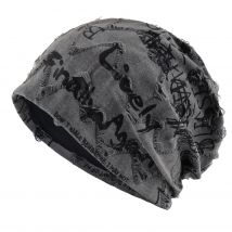 Czapki typu beanie z nadrukiem liter dla kobiet i mężczyzn, vintage, postarzane, z efektem pęknięć. ​ Styl Wasteland, wiosna-lato, ciepły, z podszewką z polaru, zimowy