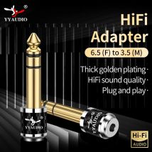 YYAUDIO Adattatore audio stereo da 6,5 mm maschio a 3,5 mm femmina per cuffie, amplificatori e chitarre