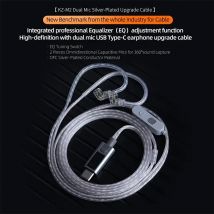 KZ Headphone Cord M2 Dual Mic Silver Plated Cable Type C/3.5MM Upgrade Cable Earphone Cable Headset Wire for Castor EDX ZS10 PRO