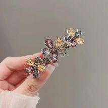 Koreanischen Stil High-end Multi-farbe Kristall Blume Haarnadel frauen Hinterkopf Halb-gebunden Frühling Clip elegante Legierung Kopfbedeckung