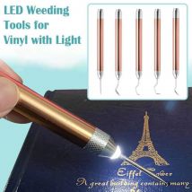 Kit portatile per diserbo in vinile con luce a LED strumento per diserbo in vinile palmare Iron-on Project Cutter rimozione della carta in vinile con ganci