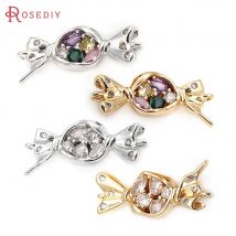 6PCS Messing Zirkon 2 Löcher Candy Connect Charms Anhänger Hochwertige Halskette Diy Schmuck Zubehör Rosediy offiziell-Website