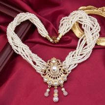 sunspicems Marokko Perle Halsband Perlen Kette Halskette Kristall Anhänger Gold Farbe Arabische Braut Hochzeit Schmuck Algerien Bijoux