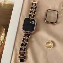 Women Gold Wristband for Apple Watch Band 11 10 46mm 9 8 Ultra 3 49mm SE 6 41 45mm 38/42mm 44 40mm Strap Metal Leather Bracelet