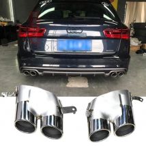 1 Paar 4 Out Edelstahl-Auto-Auspuffrohr für 2016–2018 Audi A6 A7 S Line bis S6 S7 Schalldämpferspitze Endrohr-Auspuffanlage