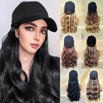 Baseballmütze, Kapuzenperücke, Hutperücke, gewellte Lockenperücke, synthetische Perücke, anfängerfreundlich, hitzebeständig, natürlich aussehend für den täglichen Gebrauch