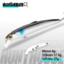 Hunthouse Minnow Angelköder 90/125/147 mm schwimmende Hartköder Wobbler Jerkbait künstliches Angelgerät für Seebarsch Hecht LW131