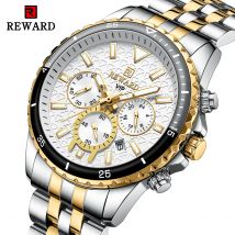 REWARD Herren Quarzuhren Edelstahl Gold Luxus Armbanduhr Uhr Mann Sportuhr