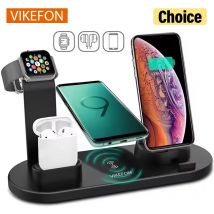 VIKEFON 5 In 1 supporto per caricabatterie Wireless per iPhone 15 14 13 Apple Watch Airpods