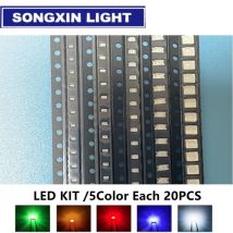 100 stücke 5 Farben je 20 stücke 5730 5050 3528 1210 1206 0805 0603 0402 3020 2835 0,2 w smd led diode kit rot grün blau weiß gelb