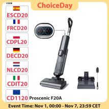 Odkurzacz i mop bezprzewodowy Proscenic F20A, czas pracy 35 min, ekran LED, samooczyszczanie i suszenie powietrzem, czyszczenie krawędzi wokół, sterowanie aplikacją.