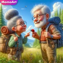 Momoart Diamant Mosaik Alte Menschen Neue Ankunft Paar Porträt Malerei Voll Platz Runde Stickerei Cartoon DIY Wand Dekor