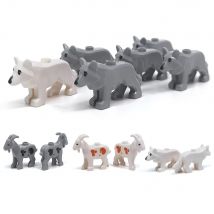 MOC City Animal Building Block Figures Goat Wolf Zoo Fram Accessories Bricks Children Toys Gift