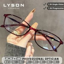 LYSON Classic Rectangular Reading Glasses Lady Progressive Prescription Glasses Myopia Anti Blue Light Anti-Reflection Eyewear