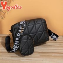 Yogodlns Marke Umhängetaschen Luxus Handtasche Für Frauen 2 Teil/satz PU Leder Plaid Stepp Schulter Messenger Tasche Bolso Mujer
