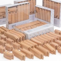 Juego de vías ferroviarias de madera, paquete de expansión, accesorios de bloques de construcción DIY, pistas aptas para Biro, pistas de madera, juguetes educativos para niños