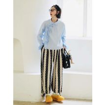 Schwarz-weiße gepunktete und gestreifte Laternenhose, lockere und drapierte Passform, Super Eye – Fang für Street Walks Showc 223763