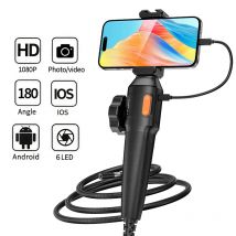 Periscopio articolato da 6,0 mm/8,5 mm 1M 1080P a 2 vie 180 °   Telecamera di ispezione endoscopio industriale portatile con sterzo per iOS/Tipo C