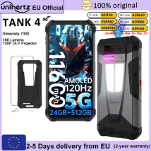 Smartfon Unihertz by 8849 Tank 4 5G z wbudowanym projektorem 720P, 24GB RAM, 512GB ROM, bateria 11600mAh, procesor Dimensity 7300, ekran AMOLED, Android 14