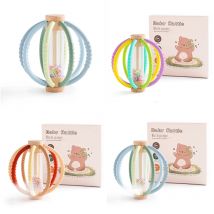 Giocattolo a sonaglio per bambini Tamburo di pioggia in legno con tocco sensoriale per bambini in silicone Giocattolo per la cura dentale del neonato Gomma anti-mangiare la mano ​ Gif in stick molare