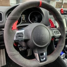 Coprivolante per auto personalizzato in pelle scamosciata nera per Volkswagen Golf 6 GTI MK6 VW Polo GTI Scirocco R Passat CC R-Line 2010