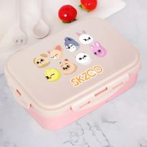 Skzoo Lunchbox für Jungen und Mädchen, Cartoon-Anime, tragbare Kunststoff-Bento-Box mit Geschirr, Lebensmittel- und Obstbehälter, Geburtstagsgeschenk