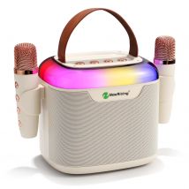 NewRixing kabelloses Karaoke-Gerät, Bluetooth-Lautsprecher mit 2 Mikrofonen, kabelloser Lautsprecher, 13 W, unterstützt Bluetooth/USB/TF/AUX-Verbindungen