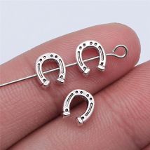 WYSIWYG 20 Stück 7 x 8 mm antike silberfarbene Hufeisenperlen für Schmuckherstellung, DIY-Schmuckzubehör