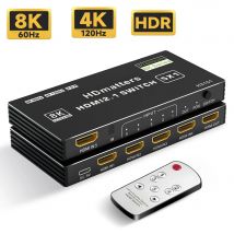 Switch HDMI 2.1 4K 120Hz 4K 60Hz Switcher Box HDMI 2.0 Switch HDMI 5/4/3 porte con telecomando supporta HDR 4K CEC per PS5 Xbox HDTV
