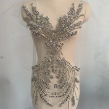 Handgefertigte Strass-Mieder-Applikation, Nähen, Perlen, Steine, Aufnäher für Kleid