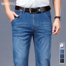 Abbigliamento di marca Jeans da uomo in cotone estivo di alta qualità Pantaloni classici da lavoro in denim dritto nero Pantaloni da lavoro maschili Taglie forti 40