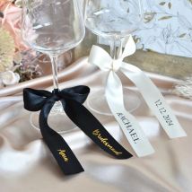 5Pcs Personalized Wine Glass Ribbon Champagne Glass Ribbon Name Tags Wedding Place Cards Bridal Shower Bachelor Party Decoration