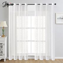 Weiße durchsichtige Tüllvorhänge für Wohnzimmer, für Fenster, geometrischer Voile-Vorhang für Balkon, solide Cortinas, drapierte Heimdekoration, individuell anpassbar