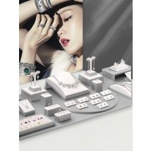 White PU Leather Bust Jewelry Display Stand Holder Bracelet Earring Necklace Ring Jade Counter Pendant Neck Model Organizer Rack