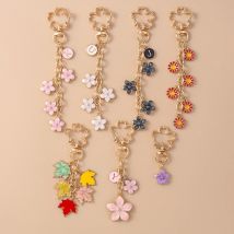 Fashion Colorful Flower Keychain for Car Key Women Men Handbag Pendant Key Rings Accessories DIY Jewelry Gifts