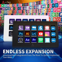 AJAZZ AKP153E Panel de Consola Multifuncional, Asistente de Escritorio, 15 Teclas Macro, Acciones de Activación, Mini Teclado Personalizado