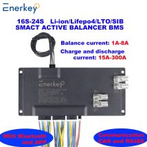 Enerkey 16S-24S 1A-8A 15A-300A Smart Active Balancer BMS Lifepo4 / Lipo/ LTO Battery Balance With Bluetooth APP CAN RS485