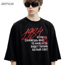 Harajuku Streetwear Männer T-Shirt 1984, Grafikdruck, übergroße Baumwolle, Hip Hop, Y2k, koreanische Mode, Vintage, Kurzarm, T-Shirt, Kleidung