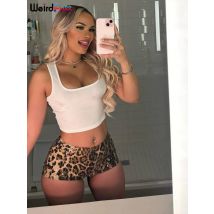 Weird Puss Leopard Print Mini Shorts Women Sequins Patchwork Wild Skinny Stretch Streetwear Autumn Midnight Sexy Trend Buttoms