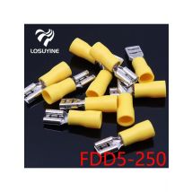 FDD5.5-250 FDD5-250 Female Insulated Electrical Crimp Terminal for 4-6mm2 wire Connectors Cable Wire Connector 100PCS/Pack FDD