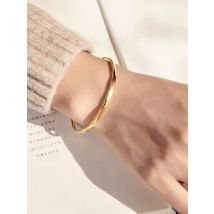 VENTFILLE 925 Sterling Silver Irregular Smooth Open Bangle Bracelet For Women Men Temperament Jewelry Gifts Dropshipping Wholesa