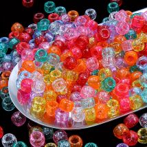 1000/500/200pcs 6x9mm Mixed Colors Glitter Transparent Mix Plastic Pony Beads - DIY Crafts & Jewelry Supplies，festival gift