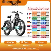 Shengmilo S600 2000W Doppio Motore 48V17.5AH Batteria per Bicicletta Elettrica 26 Pollici Pneumatico Largo Bici Elettrica E-Mountain Bike da Uomo