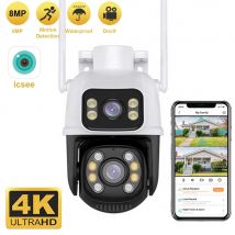 8 mp4k Dual Lens Dual-Screen-WLAN-Kamera wasserdichte Farbe ir Nachtsicht Auto Tracking Cloud Wifi-Überwachungs kameras icsee App