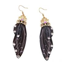 Minar 2024 Halloween Christmas Multiple Black Resin Butterfly Wings Earring for Women Shiny Rhinestone Flake Long Drop Earrings