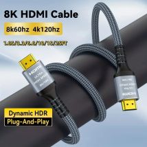 Cavo HDMI 8K 10K 2.1 Confezione da 2 48 Gbps HDMI ad alta velocità 4K@120Hz 8K@60Hz, HDCP 2.2 e 2.3,eARC,HDR 4:4:4 Compatibile per HDTV/PS5/Blu-ray