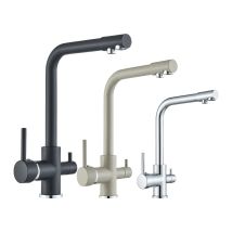 Rubinetto da cucina nero filtrato Rubinetto purificatore in ottone Doppio spruzzatore Acqua potabile Beige con miscelatore per lavello a pois Torneira