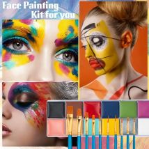 Lack-Körper-Make-up, Halloween-Bühne, Gesicht, Körperkunst, 12-Farben-Malset mit Pinseln, sicherer Zutat, erhältlich für Kinder und Erwachsene