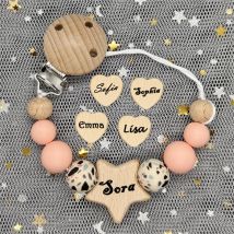 1Pc Nome Personalizzato Personalizzato In Legno Del Bambino Ciuccio Catena Clip di Perline di Silicone Manichino Tettarelle Da Biberon Titolare Del Bambino Massaggiagengive Ciondolo Regalo Neonato